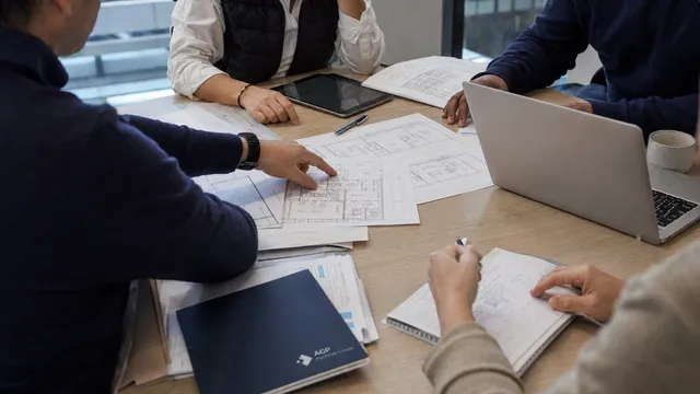 Equipo de servicios auxiliares de AGP en la entrada de un edificio corporativo